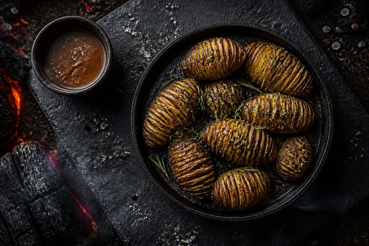 Ricetta Patate Hasselback — Grigliare Duro Ricetta Patate Hasselback — Grigliare Duro