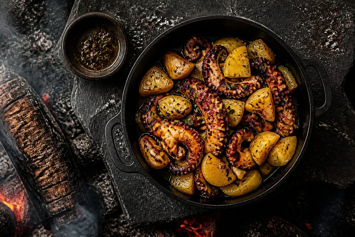 Ricetta Polpo e patate nel Dutch Oven — Grigliare Duro