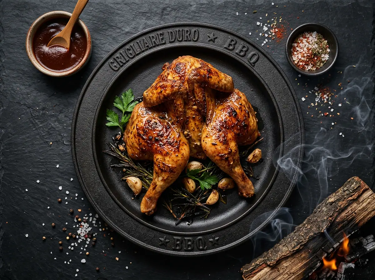 Ricetta Pollo Affumicato al Burro all'Aglio — Grigliare Duro