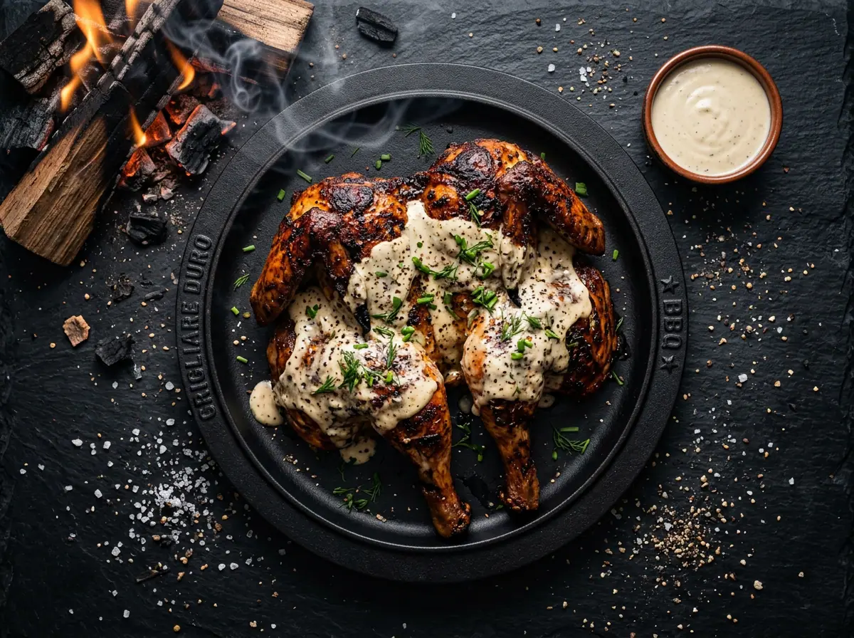 Ricetta Pollo Affumicato con Salsa Bianca dell'Alabama — Grigliare Duro