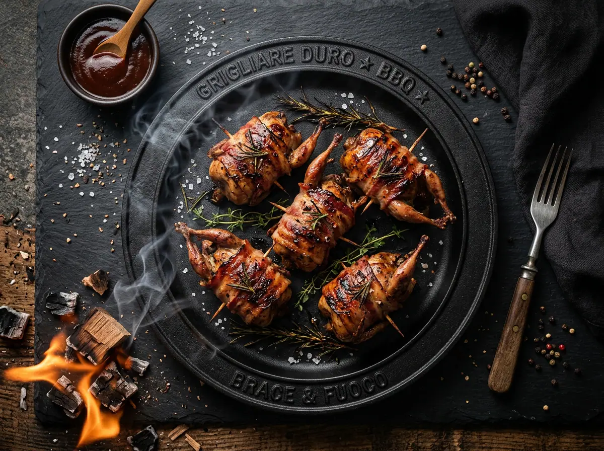 Ricetta Quaglie Avvolte nel Bacon — Grigliare Duro