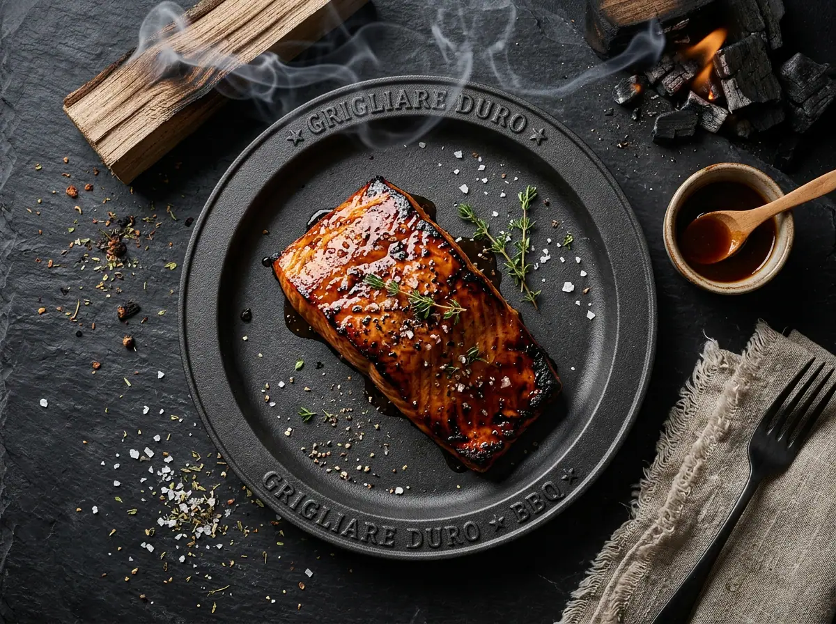 Ricetta Salmone Glassato Bourbon e Acero — Grigliare Duro