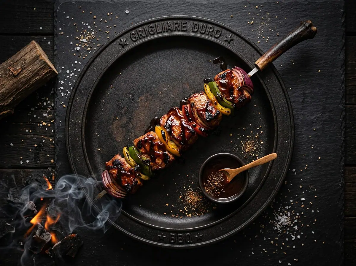 Ricetta Spiedini di Maiale Glassati BBQ — Grigliare Duro