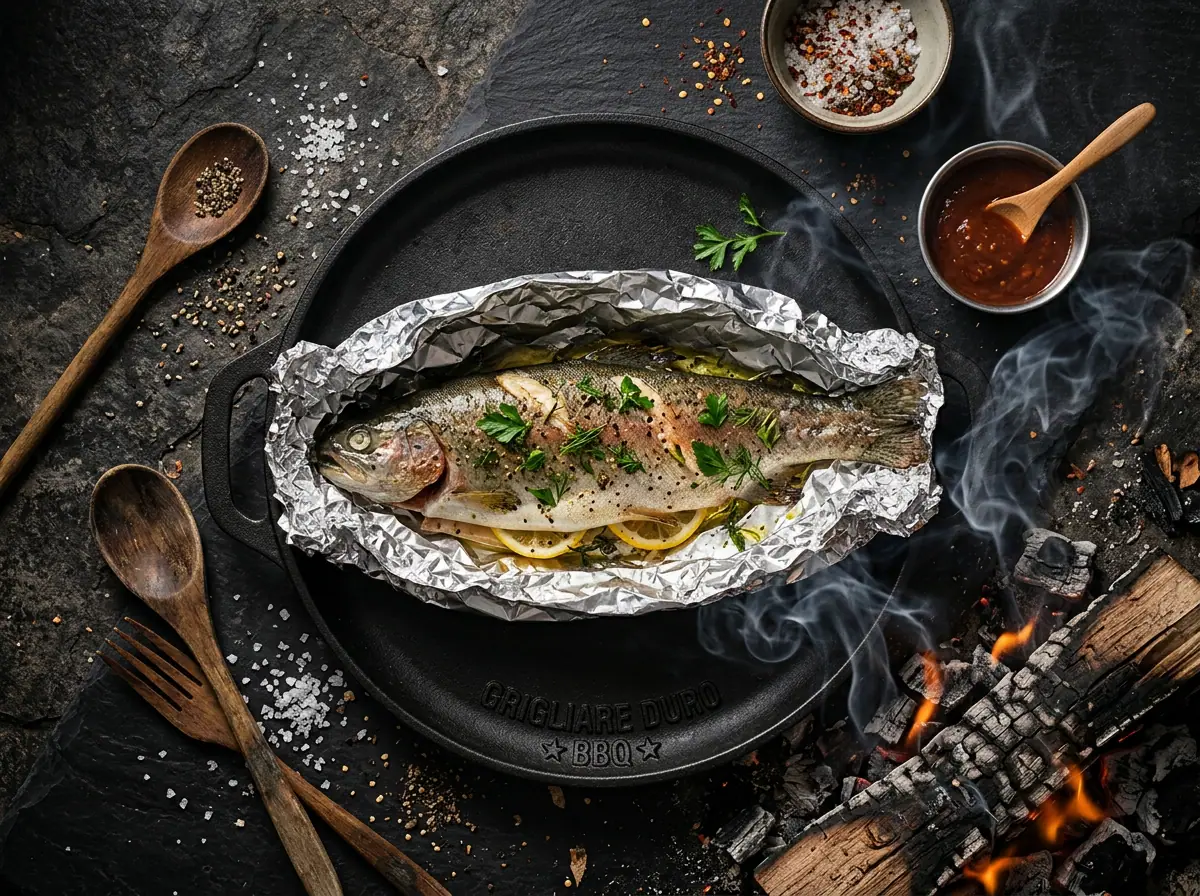 Ricetta Trota in Cartoccio sulla Brace — Grigliare Duro